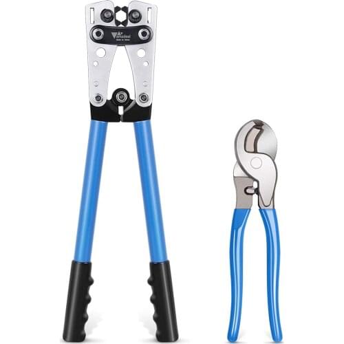 Battery Cable Lug Crimping Tool Wire Crimper for 0, 2, 4, 6, 8, 10 AWG Cable Lug Crimper for 6-50mm2 1-10AWG wire cable