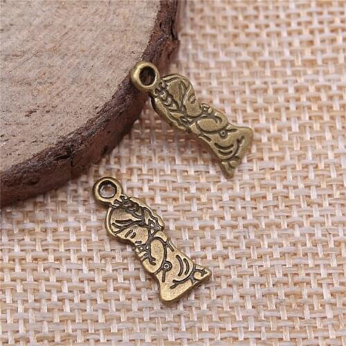 Free shipping 92pcs 18x7mm antique bronze girl charms diy retro jewelry fit Earring keychain hair card pendant accessories