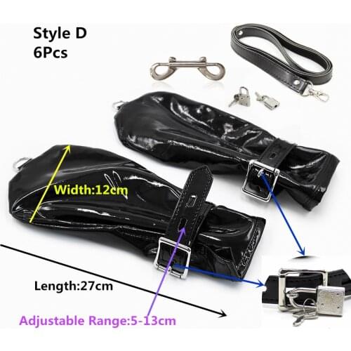 Bdsm Bondage Sex Toys of Wetlood Leather Lockable Gloves Handcuffs with Chain for Men Women Synthetic Leather Wrist Unisex Adult