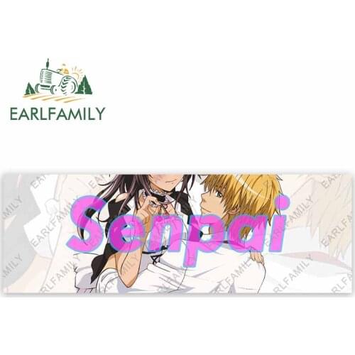 EARLFAMILY 13cm x 4.4cm for Senpai Sexy Girl Funny Car Stickers Vinyl Motorcycle Decal Car Refrigerators Windshield Laptop Decor