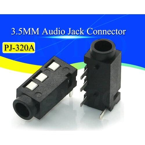 10PCS 3.5mm jack Female Audio Connector 4 Pin DIP Headphone Jack Socket PJ-320A PJ320A Audio Interface Audio Jack Black