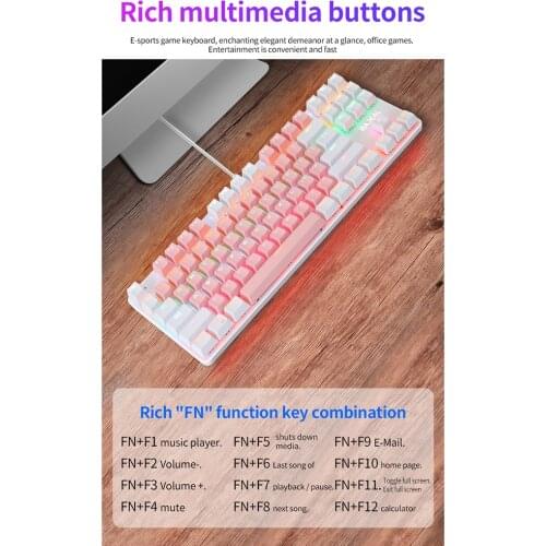 Switch Mechanical Keyboard PC Gaming Keyboard Household Wired K100 87 Keys Blue Tenkeyless Computer Safety Parts