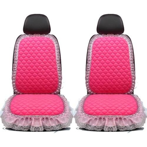 Fashion Pink Lace Car Seat Cover Velvet Plush Seat Cushion Pad Auto Chair Car Front Seat Protector For Lady Girl Women