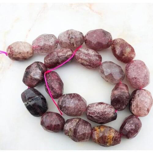 Fashion Polished Faceted Strawberry Quartz Nugget Beads,Polyhedral Quartz Druzy Crystal Drilled Beads For Jewelry Making