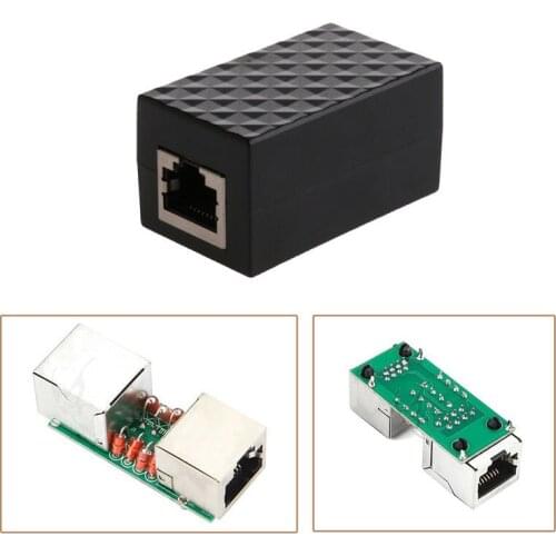 Lightning Arrester Ethernet Surge Protector RJ-45 Ethernet Cable Join Extension Converter Adapter Coupler