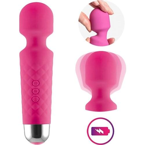 Powerful Oral Clit Vibrator USB Rechargeable AV Magic Wand Vibrator Anal Massager Adult Sex Toys Women Safe Silicone Dildos Toy