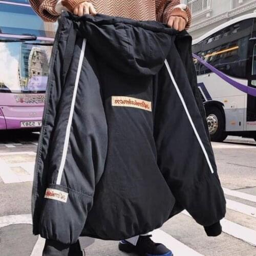 Mens Winter Park Baseball Jacket 2020 mens stripe bubble coat mens loose casual hip hop hooded thickened cotton padded jacket