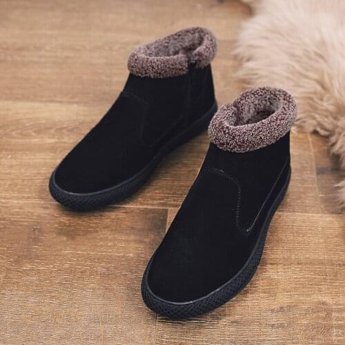 2019 new autumn and winter fur warm mens boots plus velvet non-slip soft and comfortable mens casual work boots ankle boots