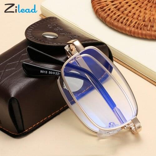 Zilead Metal Folding Fahsion Reading Glasses Anti Blue-Ray Presbyopic Glasses Silicone Soft Nose Pad Strong Hinge For Unisex