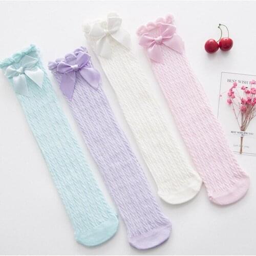 Baby Infant Toddler Girls Solid Ribbed Cotton Bow Knot Leg Warmer Socks Children Kid Ruffle Winter Autumn Warm Soft Socks