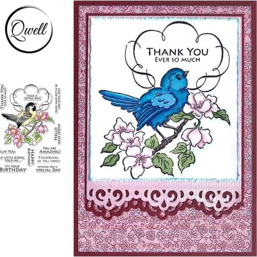 QWELL 4*6 inch Clear Transparent Stamps Bird Warm Wishes You Are Amazing For DIY Scrapbooking Craft Cards 2020 New