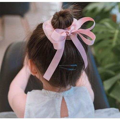 Hair Ties for Kids Headwraps for Girls Hair Bands Summer Hair Bows Sweet Long Ribbon Colorful Mesh Elastic Scrunchies Baby Bows