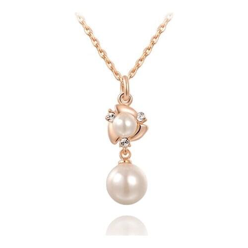Luxury Brand Natural Pearl Necklace Pendant For Women Wedding Jewelry Rose Gold Necklace