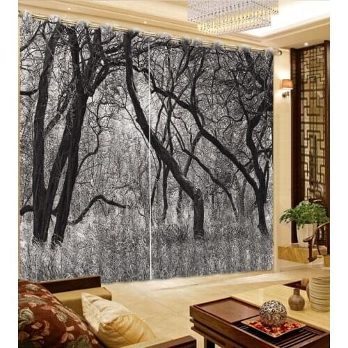 Luxury Blackout 3D Curtains For Living room Bedding room Office black and white tree curtains