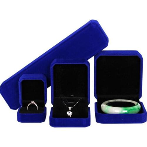 Blue Series 100PCS/LOT Velet Jewelry Packaging Box Customized LOGO Display Box Ring Necklace Bracelet Storage Box