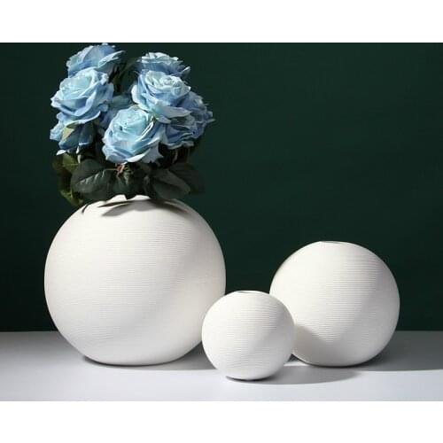 Modern Minimalist White Ceramic Vase Dried Flower Flower Container Home Living Room Soft Decoration Decoration
