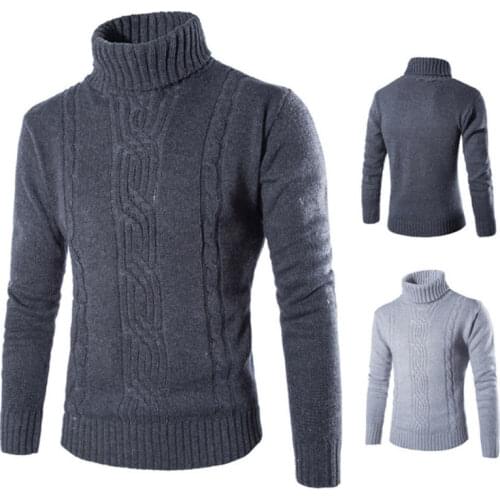 Mens British Sweater Winter Thick Knitted Pullover Turtleneck Casual Knitwear
