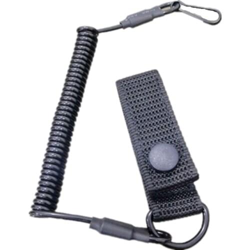 Tactical Anti-lost Elastic Lanyard Rope Military Spring Safety Strap Gun Rope For Key Ring Chain Flashlight Hunting Accessories