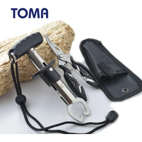 TOMA Stainless Steel Fishing Grip Set Fish Gripper Control + Multifunction Fishing tool Pliers Fishing Tackle 155mm