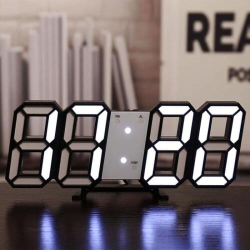 Smart Brightness Control 3D LED Modern Digital Alarm Wall Clock for Office Home Decor