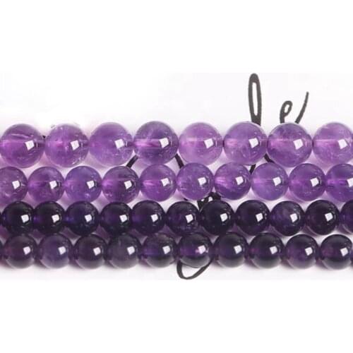High Quality Natural Amethysts 4/6/8/10/12 /14mm Round Smooth Necklace Bracelet Jewelry Loose Beads 15 Inch wk79