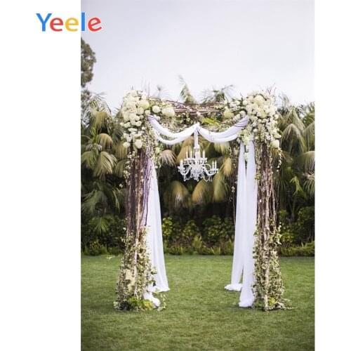 Yeele Wedding Photocall Tropical Trees Curtain Flower Frame Lawn Photography Backgrounds Photographic Backdrops for Photo Studio