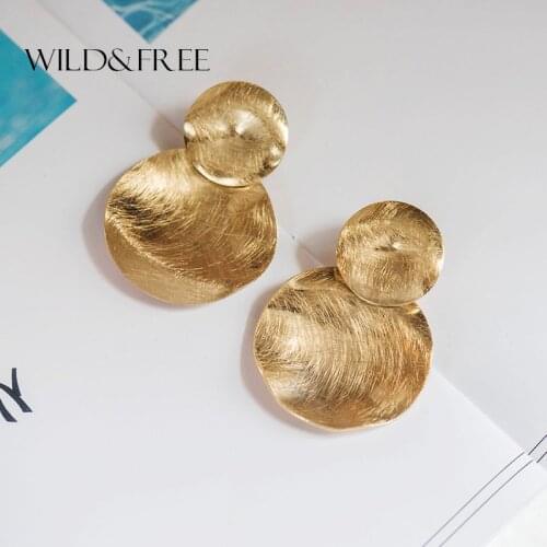 Wild&Free 2020 Retro Geometric Round Dangle Earrings For Women Vintage Gold hanging Earrings modern female earrings jewelry