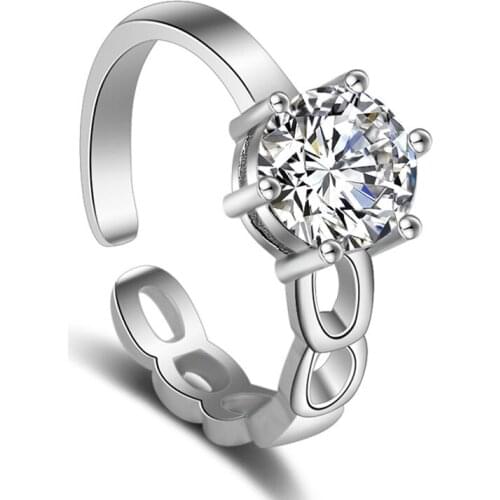 100% 925 sterling silver shiny crystal ladies`finger ring women rings jewelry female birthday gift drop shipping wholesale