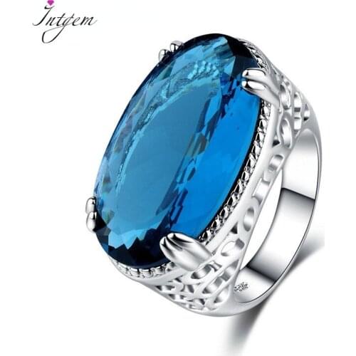 925 Silver Ladies Party Sapphire Blue Gemstone Ring Finger Ring Fine Fashion Jewelry Party Wedding Anniversary Gift wholesale