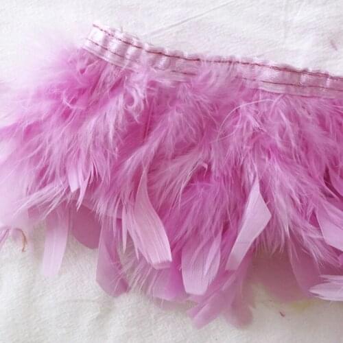 1M Fluffy Colorful Turkey Feathers Fringe Feathers for Crafts Ribbon Plume Dress Clothing Decoration DIY