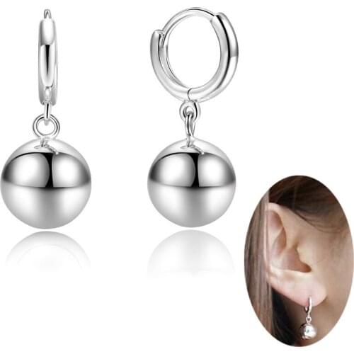 10mm Silver Ball Huggie Hoop Earrings 925 Sterling Silver Small Hinged Hoop Earrings For Women Girlfriend
