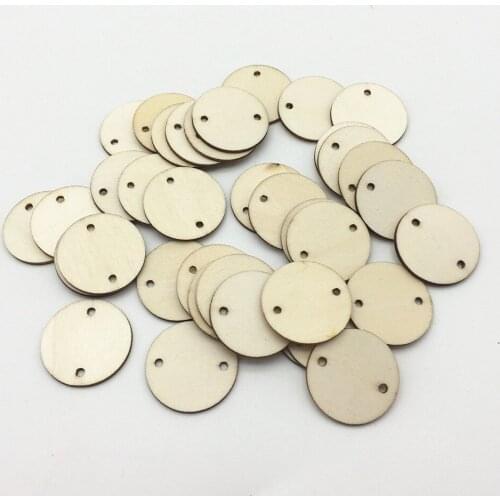 100pcs 25mm 1 inch Blank Wood Circle Coins Round Wooden Disks With 2 Holes Favor Tags Pendants Embellishments