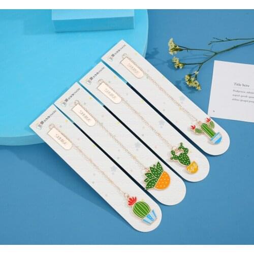 2pc Kawaii Cactus Potted Bookmark Decoration DIY Zinc Alloy Accessories Book Mark Page Folder Office School Supplies Stationery