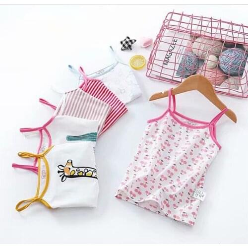 3pcs/lot Tanks Tops Teenager Girl Vest Children Girls Undershirts Camisole Cotton Underwear Tank Printed Girls Kids Tanks Top