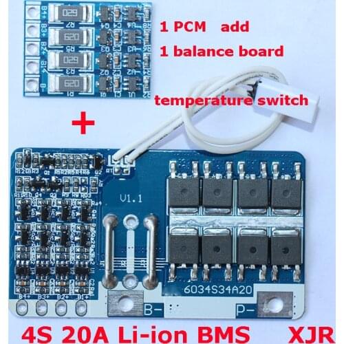 4S 20A lipo lithium Polymer BMS/PCM/PCB battery protection board for 4 Packs 18650 Li-ion Battery Cell w/balance board