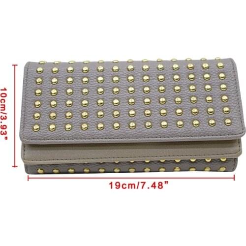 63HC New Fashion Female Wallet Rivets Teen Girl Women Wallets Phone Pocket Purse