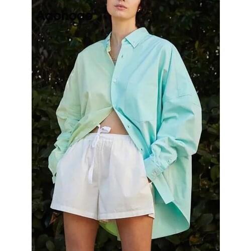 Блузки на пуговицах Aachoae China At AliExpress