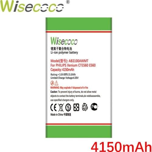 WISECOCO 4150mAh AB3100AWMC AB3100AWMT Battery For PHILIPS Xenium E181 E180 CTE181 CTE180 Mobile Phone With Tracking Number