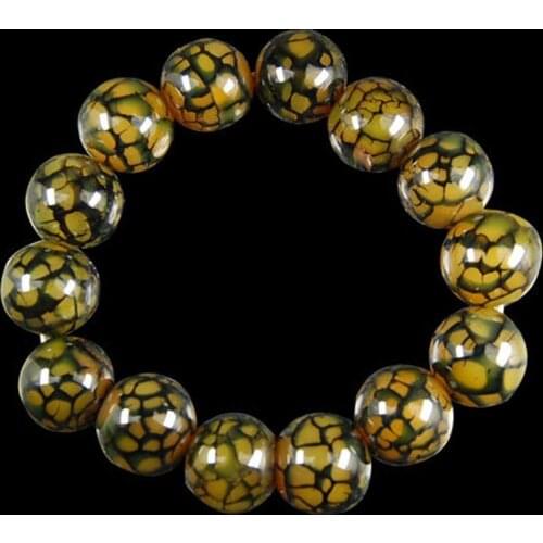 Free Shipping Fashion Jewelry 14mm Dragon Carnelian Ball Beads Stretch Bracelet 7" B0374