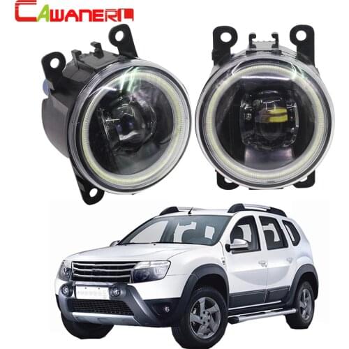 Cawanerl For Dacia Duster Closed Off-Road Vehicle 2010-2015 Car 4000LM LED Lamp Fog Light Angel Eye DRL Daytime Running Lamp 12V