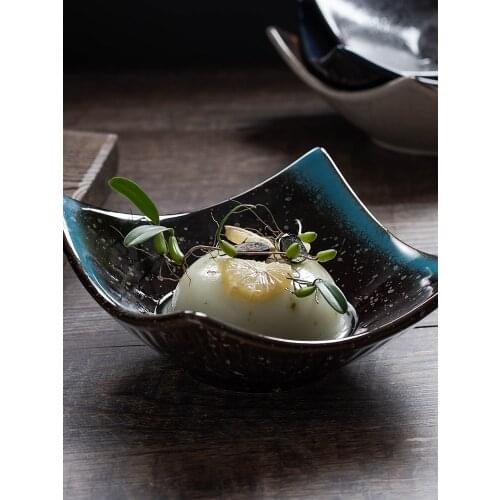 Bowl single Japanese style square bowl household foot bowl restaurant buffet Bowl Commercial quadrangle dish ceramic tableware