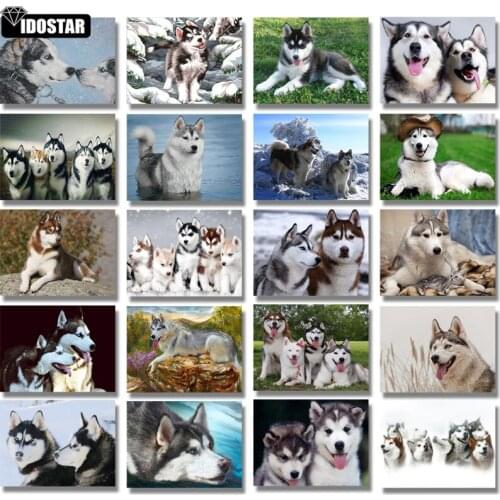 Diy Diamond Painting Cross-stitch Animal Dog Mosaic Crystal Cute Husky Kit Diamond Embroidery Picture Rhinestone Crafts New Year