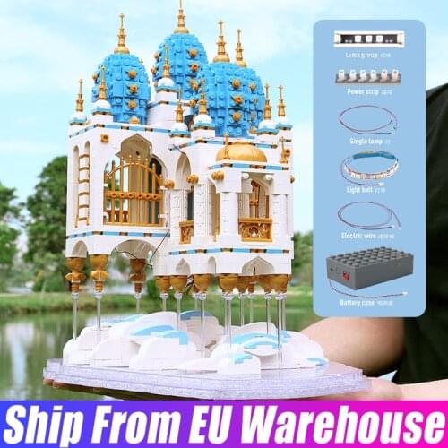 MOULD KING 16015 LED Streetview Building Toys The Sky Floating Castle House Model Building Blocks Bricks Kids Christmas Gifts