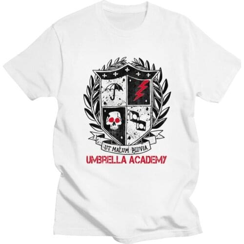 The Umbrella Academy Tshirt Men Short Sleeved Printed T Shirt Fashion Coat of Arms T-shirt Loose Fit Cotton Tees Clothes