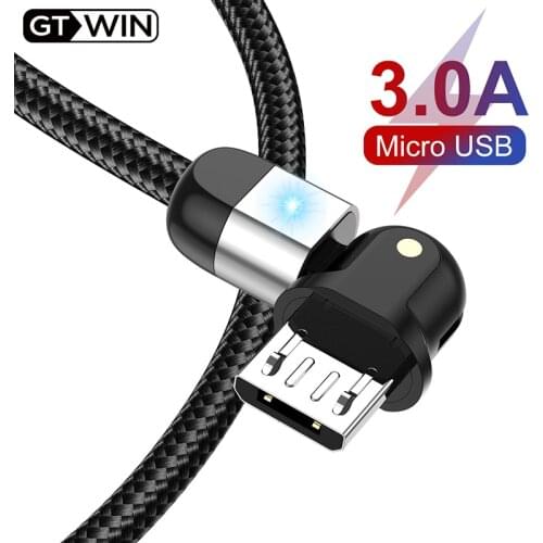 GTWIN 3A Micro USB Cable 180 Degree Fast Charging Data Cable For Samsung Xiaomi Huawei Microusb Android Mobile Phone Charger