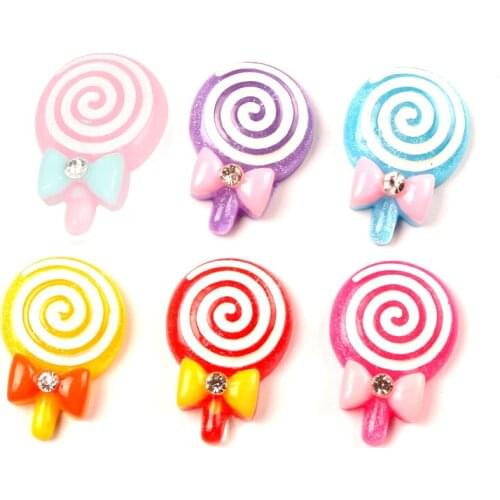 LF 20Pcs Mixed 31x21mm Lollipop Resin Cabochon Flatback Decoration Crafts Embellishments For Scrapbooking Diy Accessories