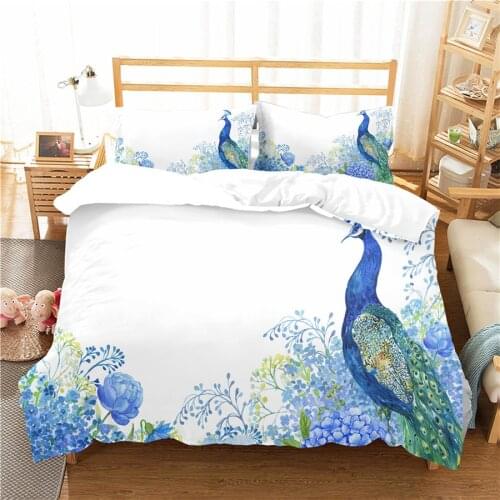 A Bedding Set 3D Printed Duvet Cover Bed Set Peacock Home Textiles for Adults Bedclothes with Pillowcase #KQ11