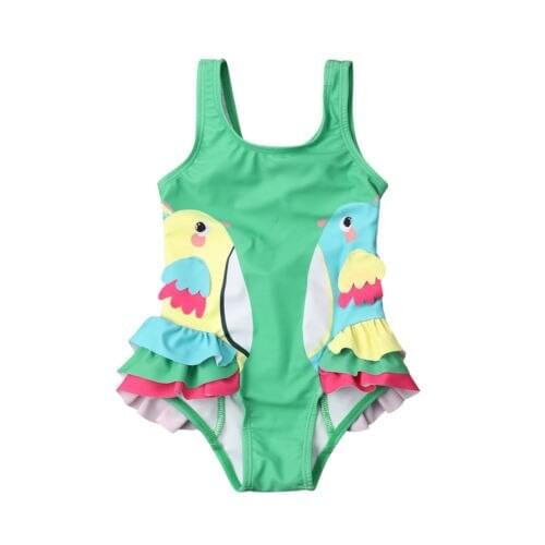 Newborn Baby Girls Two Birds Bikini Swimwear Swimsuit Bathing Beach One Piece Size 0-24M Baby Swimwear
