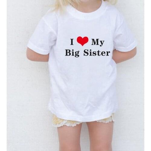 Summer Children Clothing I Love My Big Sister T-shirt Cotton Short Sleeve Kids Tops Girls Boys Clothes 0-10Y