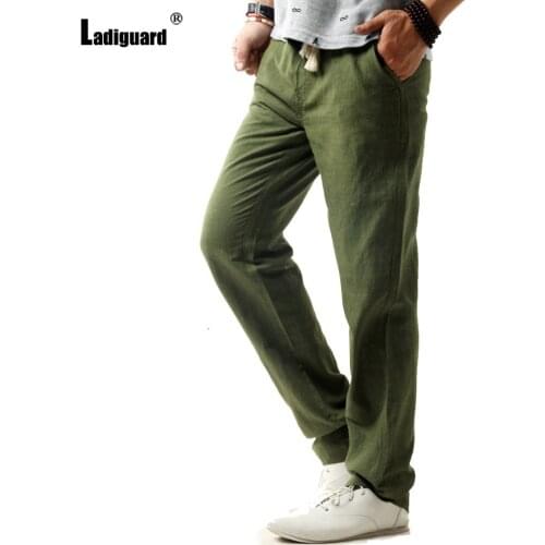 Plus Size 4xl Men Linen Pants with Pockets Casual Drawstring Trouser Mens Fashion Hip Hop Sweatpants Sexy Men Clothing 2021